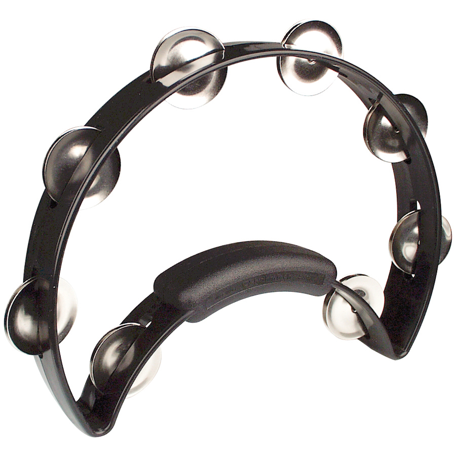 Rhythm Tech RT1210 Solo Tambourine. Black with Single Row Nickel Jingles